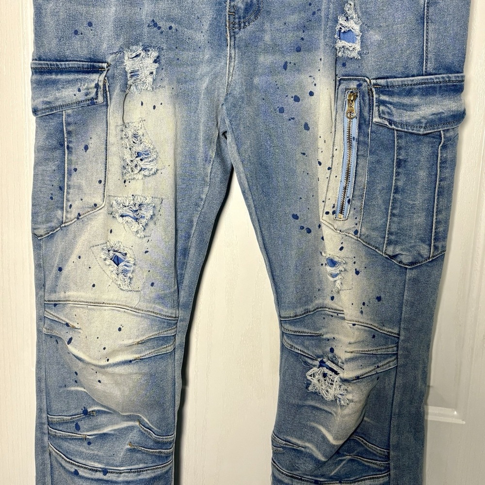 Reason Jeans Men's 38 X 33 Factory Distressed Artsy Straight Fit Tapered NWT L‎ - Picture 4 of 16